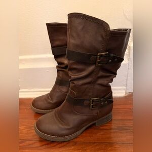 GLOBALWIN Women's Mid Calf Boots For Women Low Heel With Zipper size 7